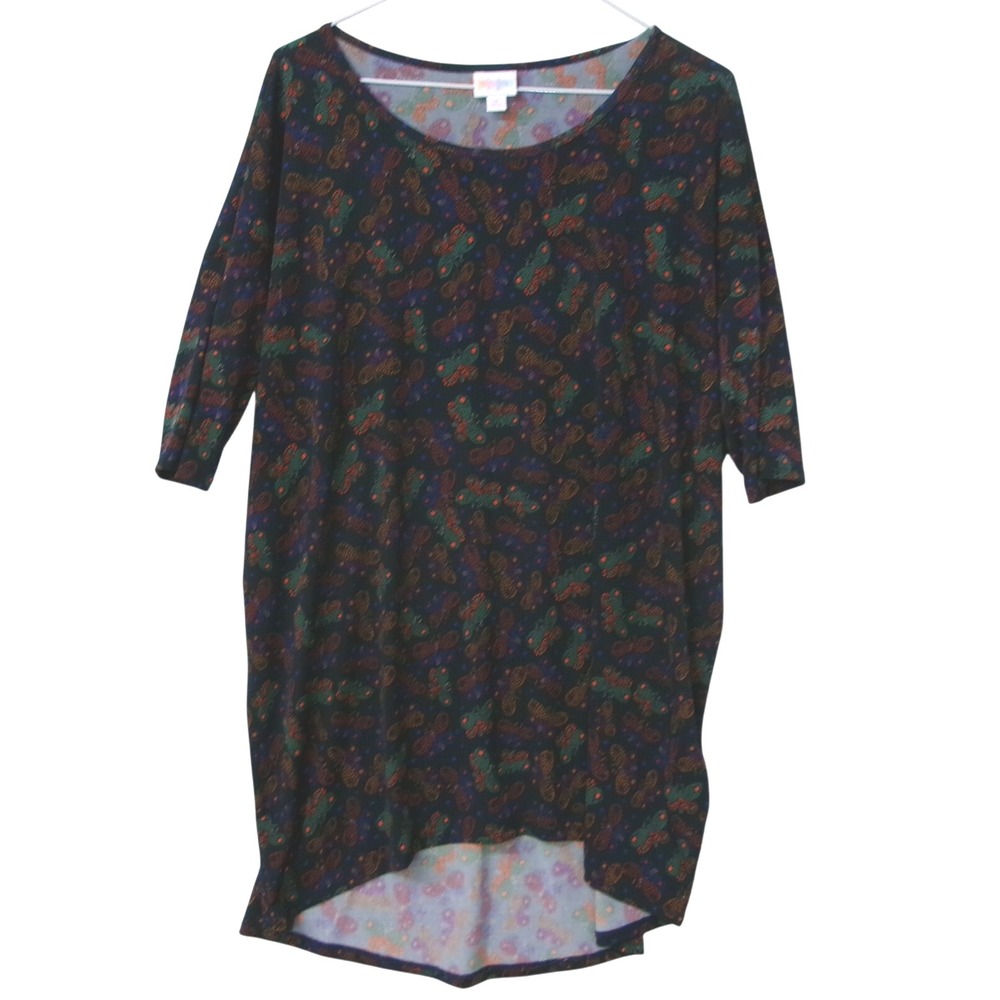 LuLaRoe Butterfly Print Batwing Sleeve Hi Lo Hem Tunic Top Women's Medium